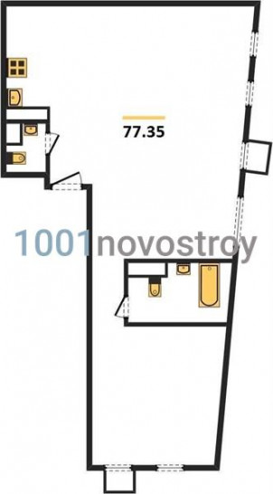 Двухкомнатная квартира 77.35 м²