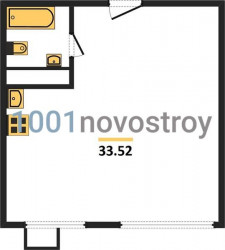 Однокомнатная квартира 33.52 м²
