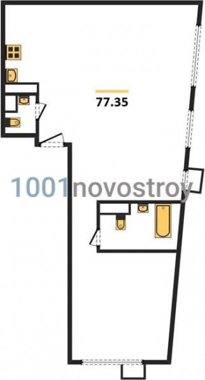 Двухкомнатная квартира 77.35 м²