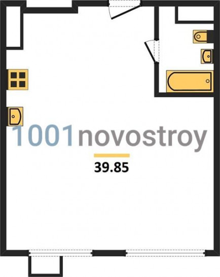 Однокомнатная квартира 39.85 м²