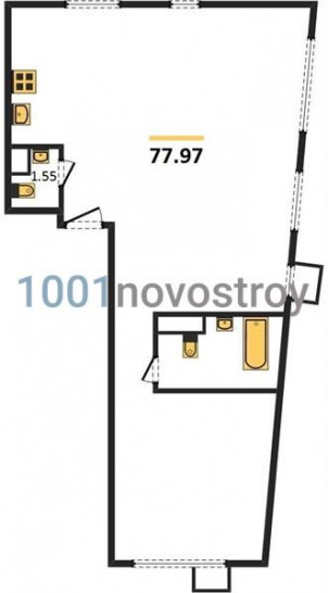 Двухкомнатная квартира 77.97 м²