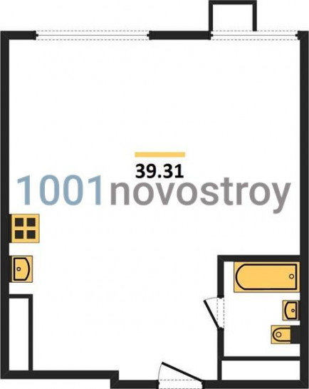 Однокомнатная квартира 39.31 м²