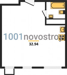 Однокомнатная квартира 32.94 м²