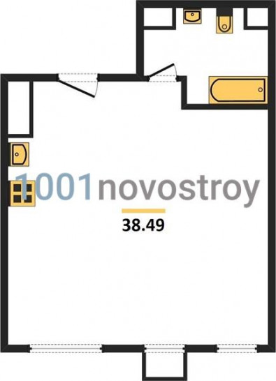 Однокомнатная квартира 38.49 м²