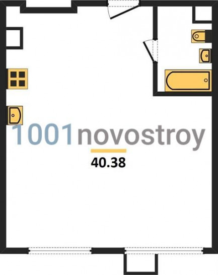 Однокомнатная квартира 40.38 м²