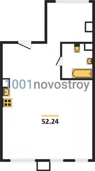 Двухкомнатная квартира 52.24 м²